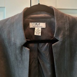 Faux suede long blazer